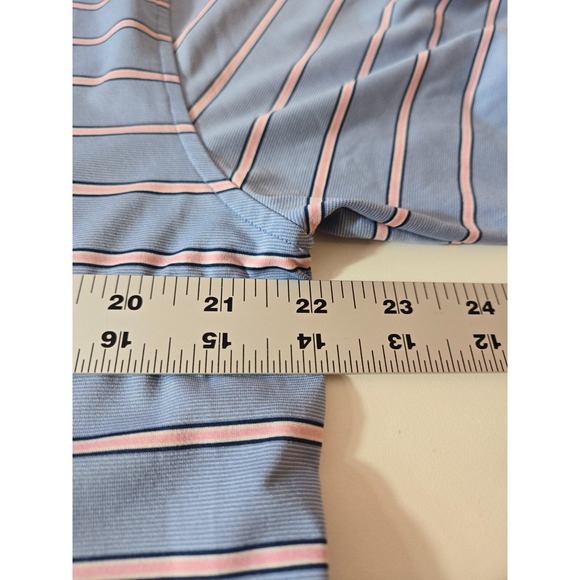Turtleson Tour Performance Polo Golf Shirt Men's Medium Blue Striped - Picture 9 of 11